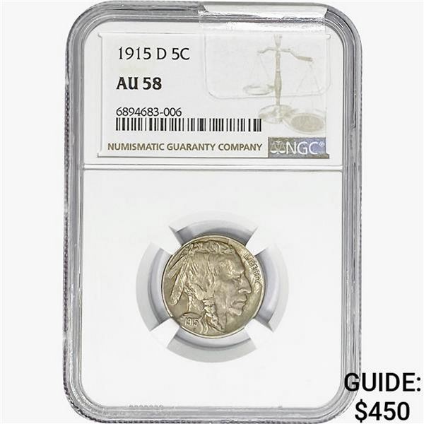 1915-D Buffalo Nickel NGC AU58