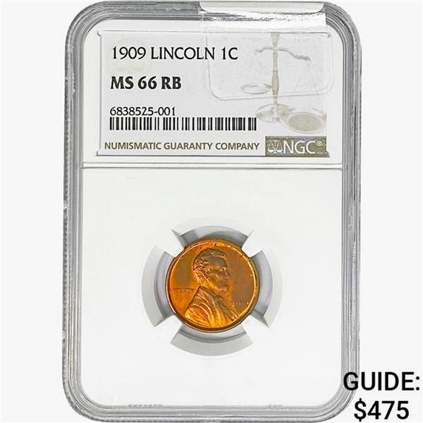 1909 Wheat Cent NGC MS66 RB Lincoln