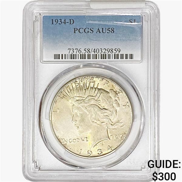 1934-D Silver Peace Dollar PCGS AU58