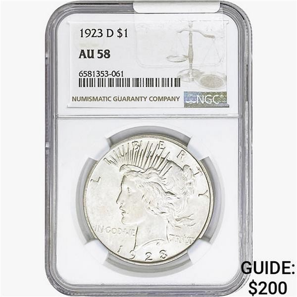 1923-D Silver Peace Dollar NGC AU58