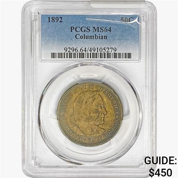 1892 Columbian Expo Half Dollar PCGS MS64