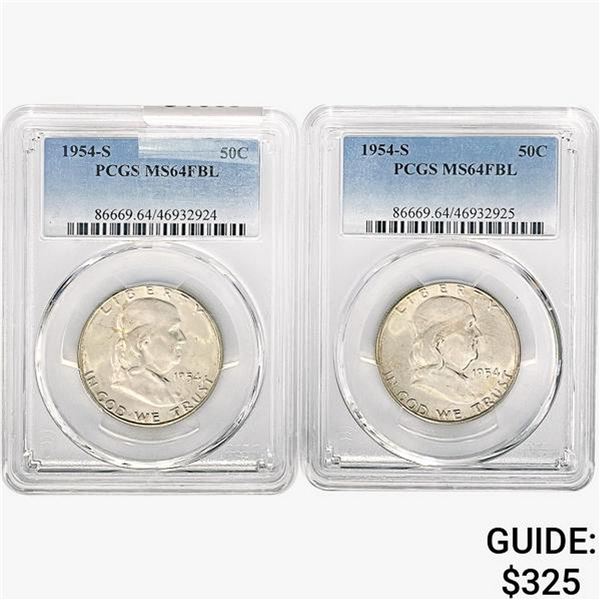 [2]1954-S Franklin Half Dollar PCGS MS64 FBL