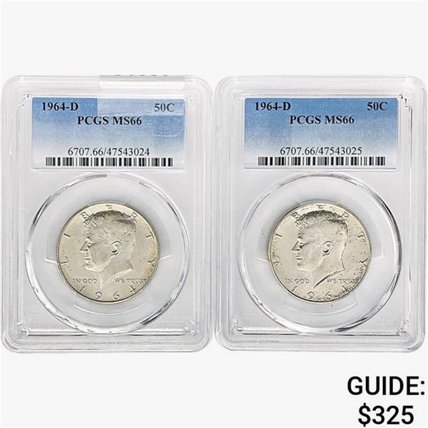 [2]1964-D Kennedy Half Dollar PCGS MS66