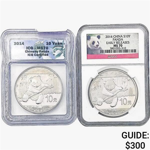 [2] 2014 1oz. SILV China Panda 10 Yuan ICG/NGC MS70