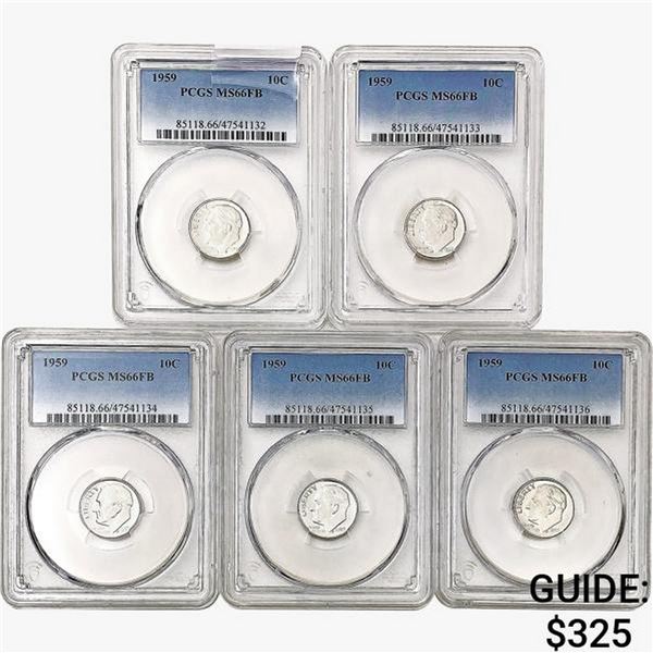 [5]1959 Roosevelt Dime PCGS MS66 FB