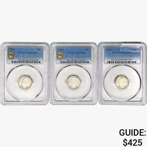 [3]1964 Roosevelt Dime PCGS MS66 FB