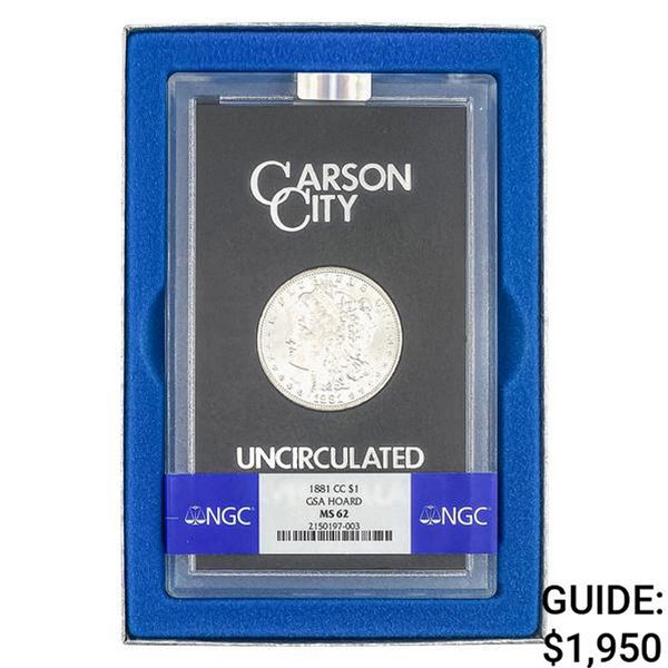 1881-CC Morgan Silver Dollar NGC MS62 GSA