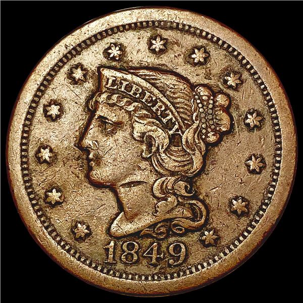 1849 Braided Hair Large Cent NEARLY UNCIRCULATED