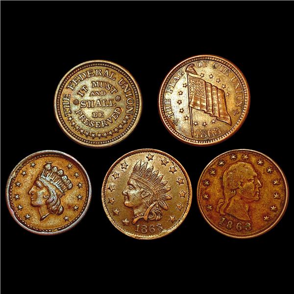 [5] 1863-1864 Civil War Tokens HIGH GRADE