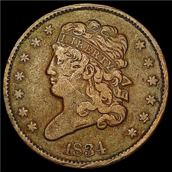 1834 Classic Head Half Cent NEARLY UNCIRCULATED
