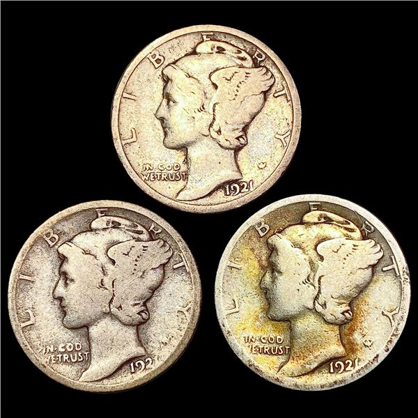 [3] 1921 Mercury Dime LIGHTLY CIRCULATED