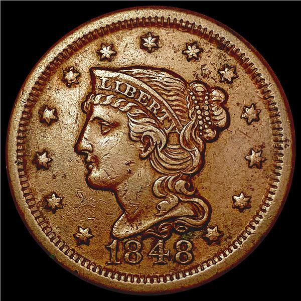 1848 Braided Hair Large Cent NEARLY UNCIRCULATED