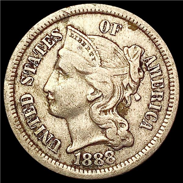 1888 Nickel Three Cent LIGHTLY CIRCULATED