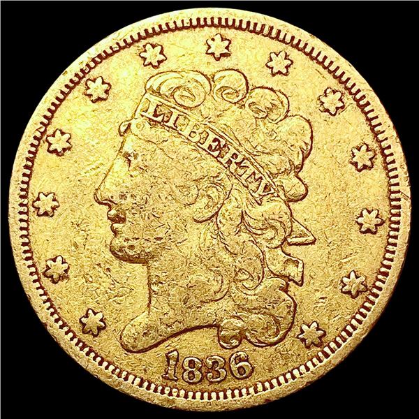 1836 $5 Gold Half Eagle LIGHTLY CIRCULATED