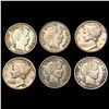 1914-1916 Silver Barber Dimes [6 Coins] HIGH GRADE