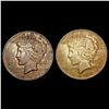 1927-1934 Pair of US SIlver Peace Dollars [2 Coins] HIGH GRADE