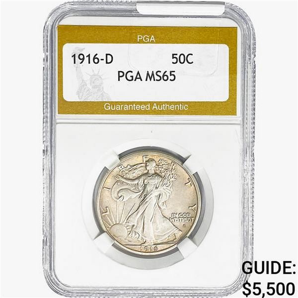 1916-D Walking Liberty Half Dollar PGA MS65