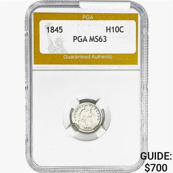1845 Seated Liberty Half Dime PGA MS63
