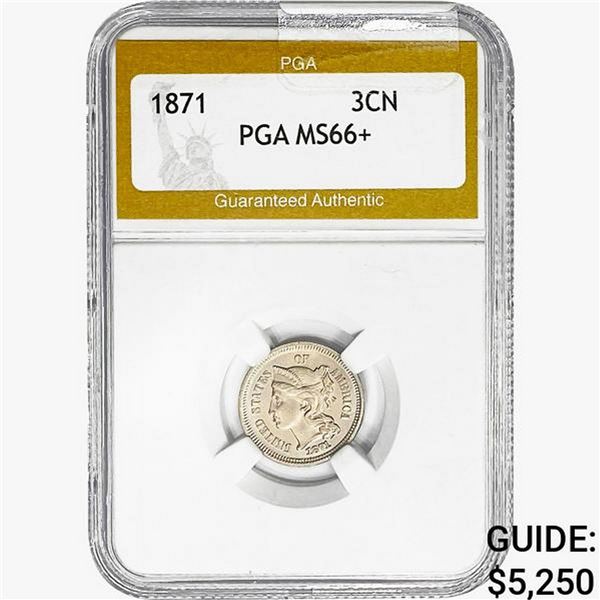 1871 Silver Three Cent PGA MS66+