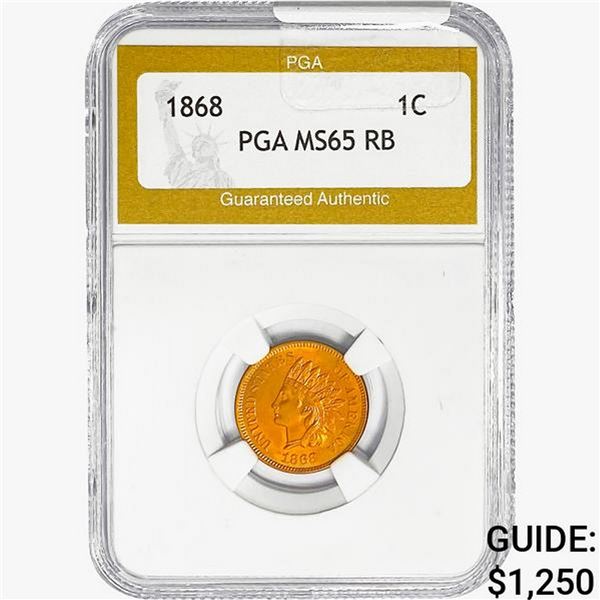 1868 Indian Head Cent PGA MS65 RB