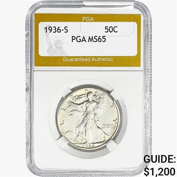 1936-S Walking Liberty Half Dollar PGA MS65