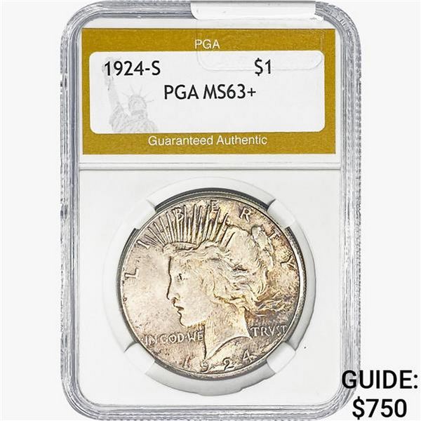 1924-S Silver Peace Dollar PGA MS63+
