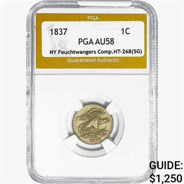 1837 NY Token Feuchtwangers HT-268 .18oz Silv PGA AU58
