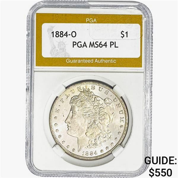 1884-O Morgan Silver Dollar PGA MS64 PL
