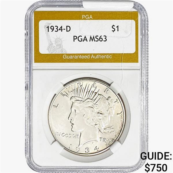 1934-D Silver Peace Dollar PGA MS63