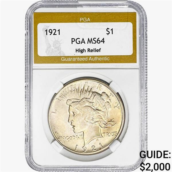 1921 Silver Peace Dollar PGA MS64 HR