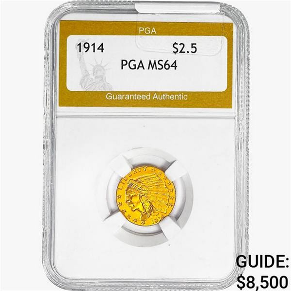 1914 $2.50 Gold Quarter Eagle PGA MS64