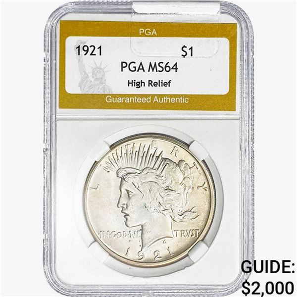 1921 Silver Peace Dollar PGA MS64 HR