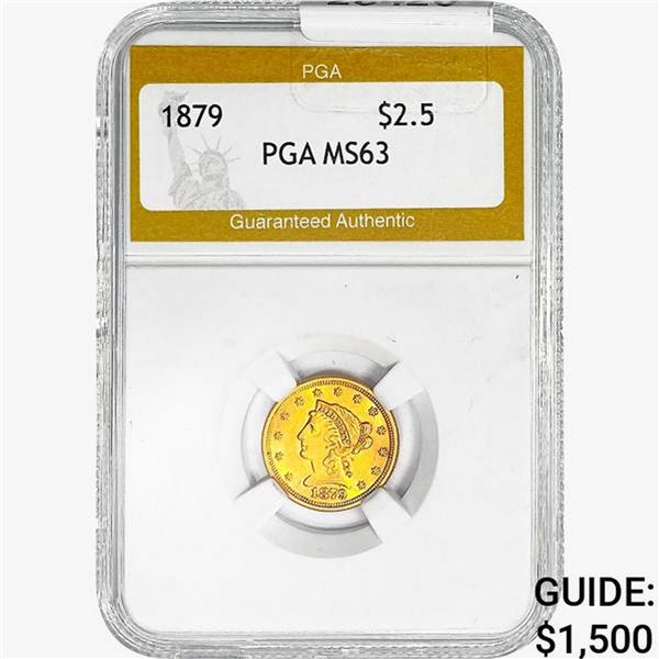 1879 $2.50 Gold Quarter Eagle PGA MS63