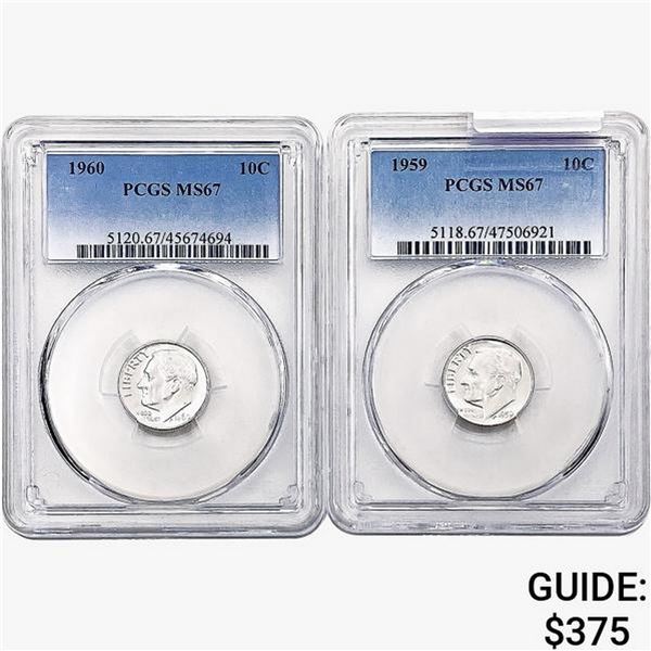 [2]1959/1960 Roosevelt Dime PCGS MS67