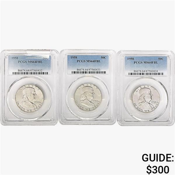 [3]1958 Franklin Half Dollar PCGS MS64 FBL