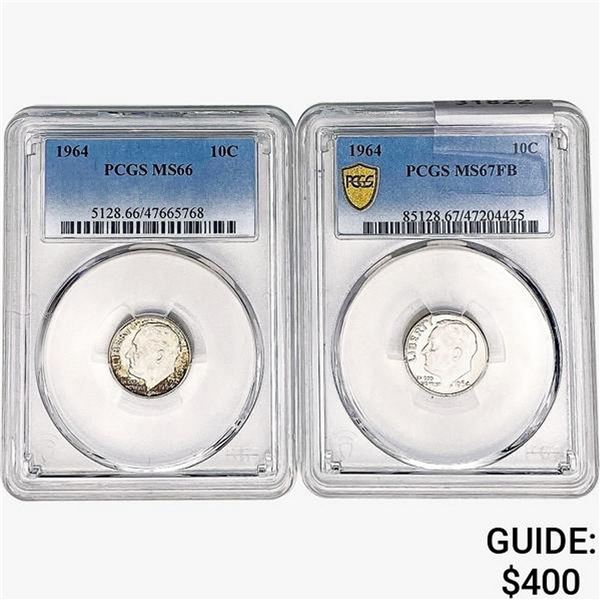[2]1964 Roosevelt Dime PCGS MS66/67 FB