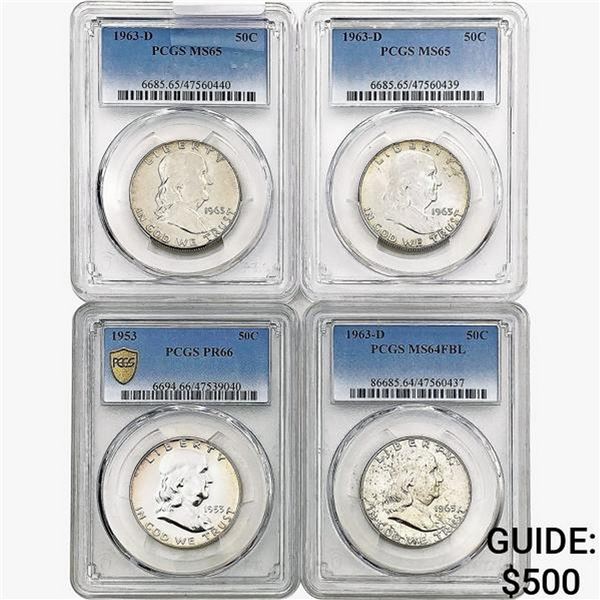 [4]1953/1963-D Franklin Half Dollar PCGS PR/MS64-66