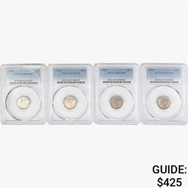 [4]1941/1942 Mercury Silver Dime PCGS MS66/65 FB