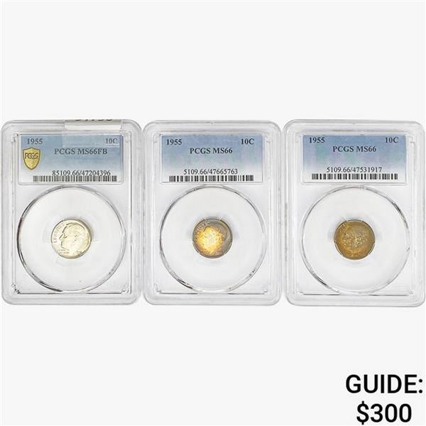 [3]1955 Roosevelt Dime PCGS MS66