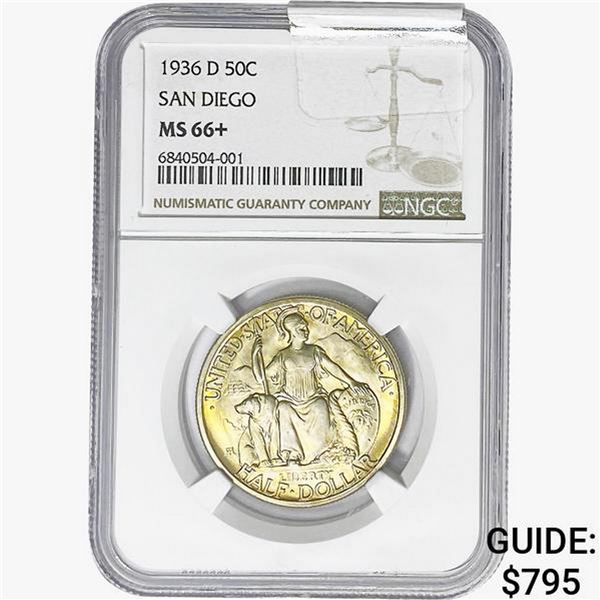 1936-D San Diego Half Dollar NGC MS66+