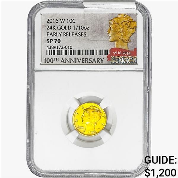 2016-W 1/10oz 24K Gold 10C NGC SP70 ER