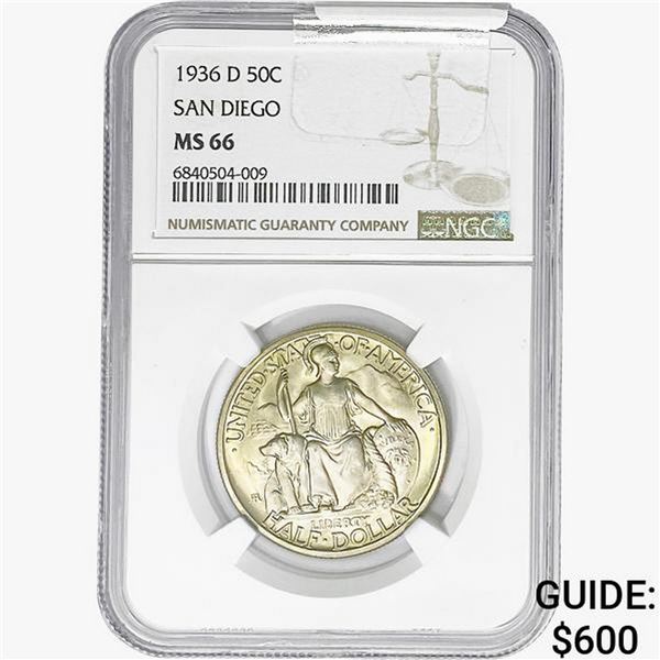 1936-D San Diego Half Dollar NGC MS66