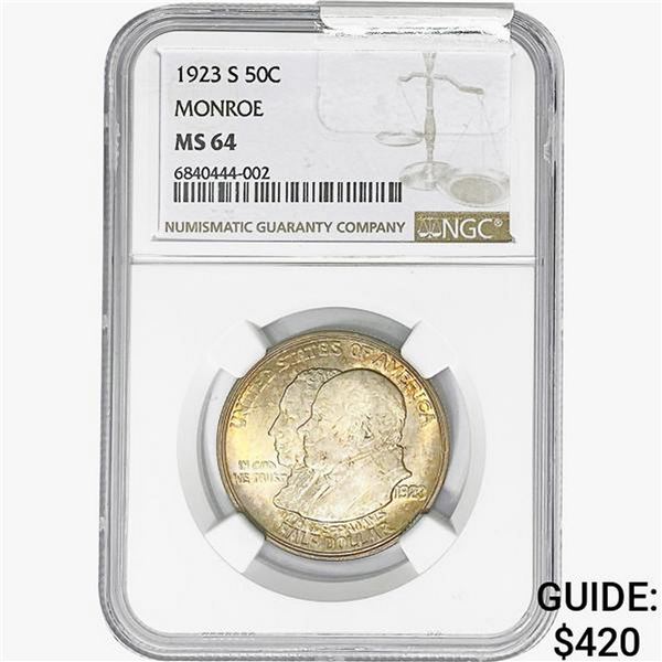 1923-S Monroe Half Dollar NGC MS64
