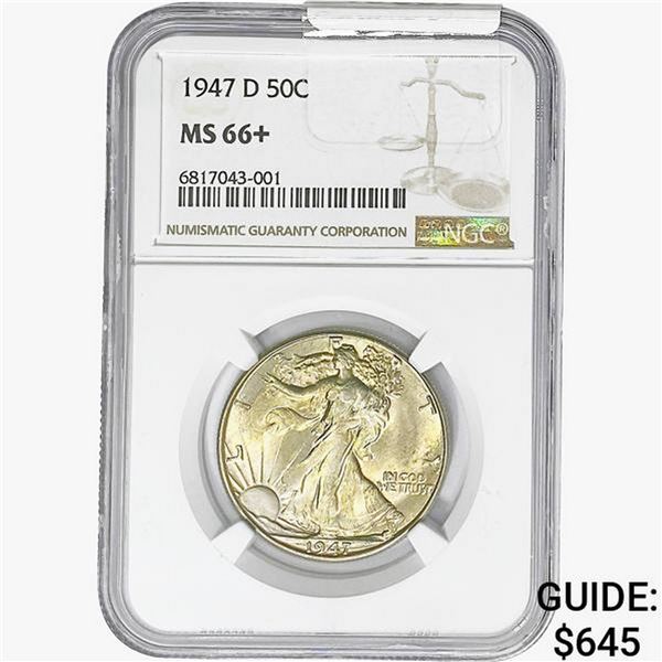 1947-D Walking Liberty Half Dollar NGC MS66+