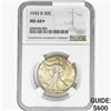 Image 1 : 1943-D Walking Liberty Half Dollar NGC MS66+
