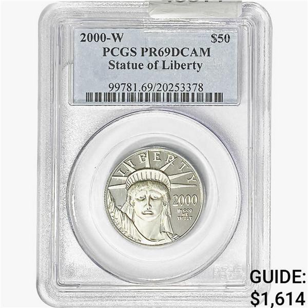 2000-W 1/2oz Pt. $50 Statue of Liberty PCGS PR69 DCAM