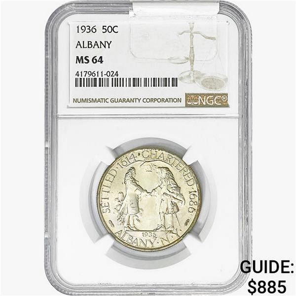 1936 Albany Half Dollar NGC MS64