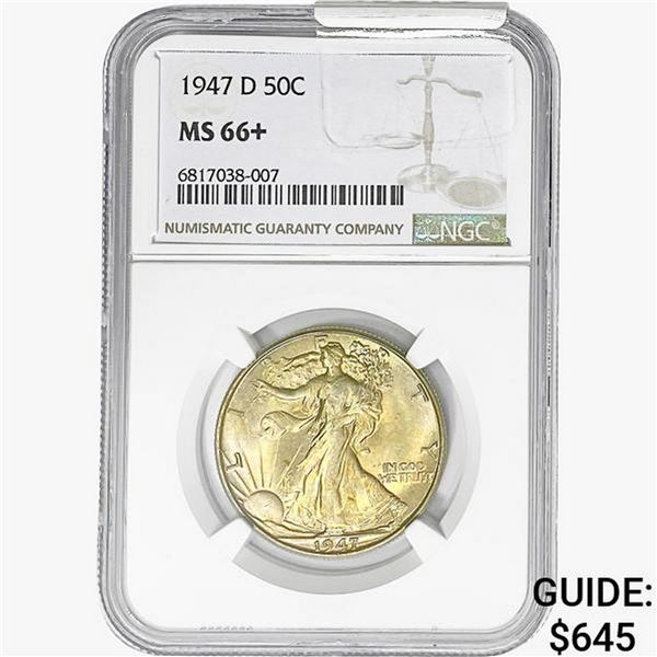 1947-D Walking Liberty Half Dollar NGC MS66+