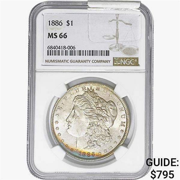 1886 Morgan Silver Dollar NGC MS66