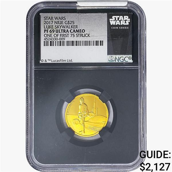 2017 1/4oz Gold $25 Star Wars Luke Skywalker NGC PF69 UC